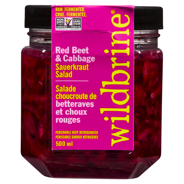 Wildbrine Raw Fermented Non GMO Red Beet & Cabbage Sauerkraut Salad, 500 mL