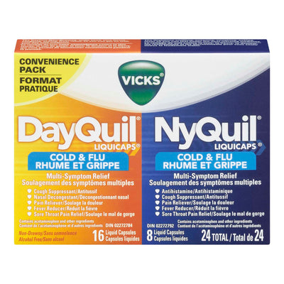 VICKS DayQuil NyQuil Cold & Flue Liquid Capsules 24's