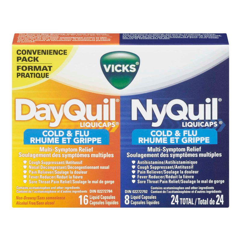 VICKS DayQuil NyQuil Cold & Flue Liquid Capsules 24's