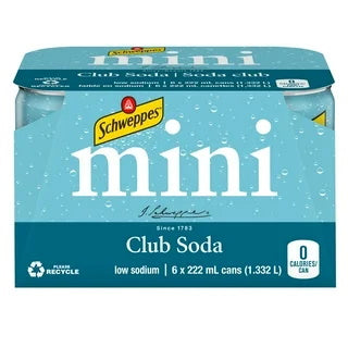 SCHWEPPES Club Soda 222ml 6 Pack
