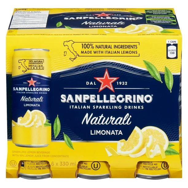 SanPellegrino Naturali Limonata, 330 mL, 6 ct
