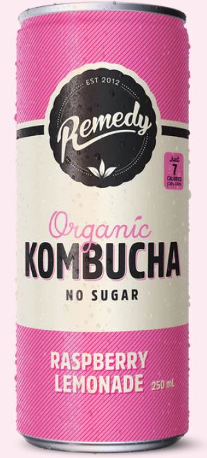 Remedy No Sugar Organic Raspberry Lemonade Kombucha, 250 mL