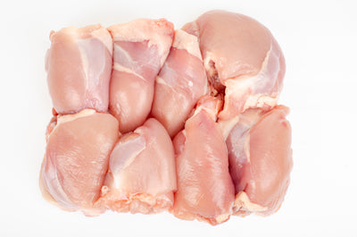 BONELESS SKINLESS CHICKEN THIGH, FOUR PACK Free Run, Verified Non GMO, Price based on one pound pack size