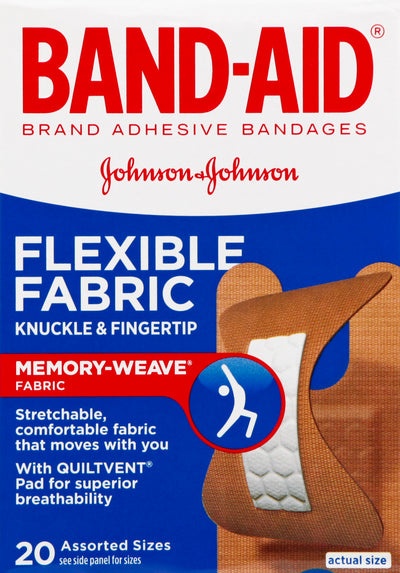 BAND-AID Flexible Fabric Knuckle & Fingertip Bandages 20's