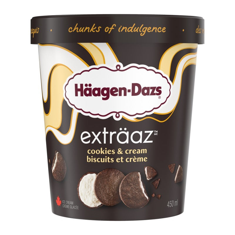 Haagen-Daz Extraaz Cookies & Cream Ice Cream, 450 mL