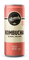 Remedy No Sugar Peach Kombucha, 330 mL