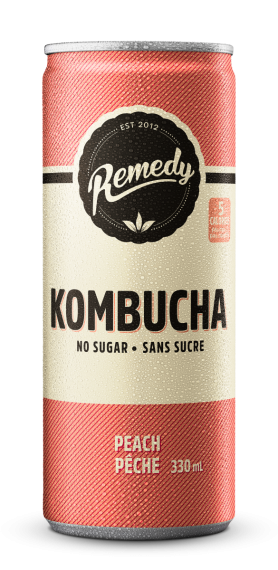 Remedy No Sugar Peach Kombucha, 330 mL