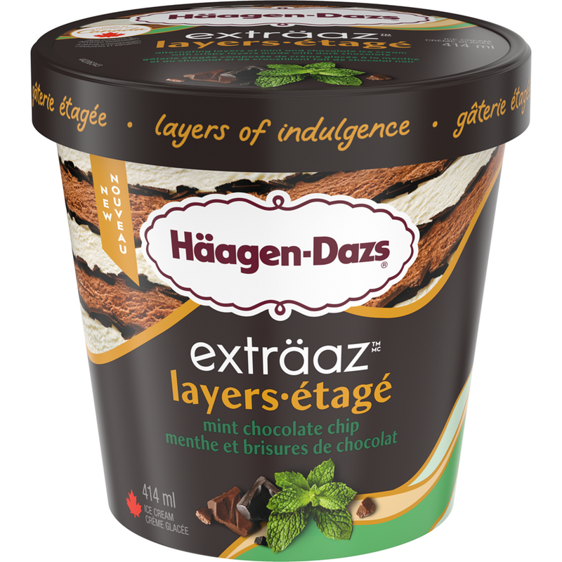 Haagen-Dazs Extraaz Mint Chocolate Chip Layers Ice Cream, 414 mL