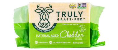Truly Grass-Fed Ireland Non GMO Sweet & Creamy Natural Aged Cheddar Cheese, 198 g