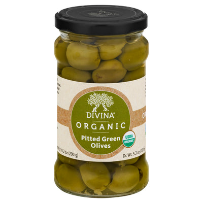 Divina Organic Green Pitted Olives, 289 g