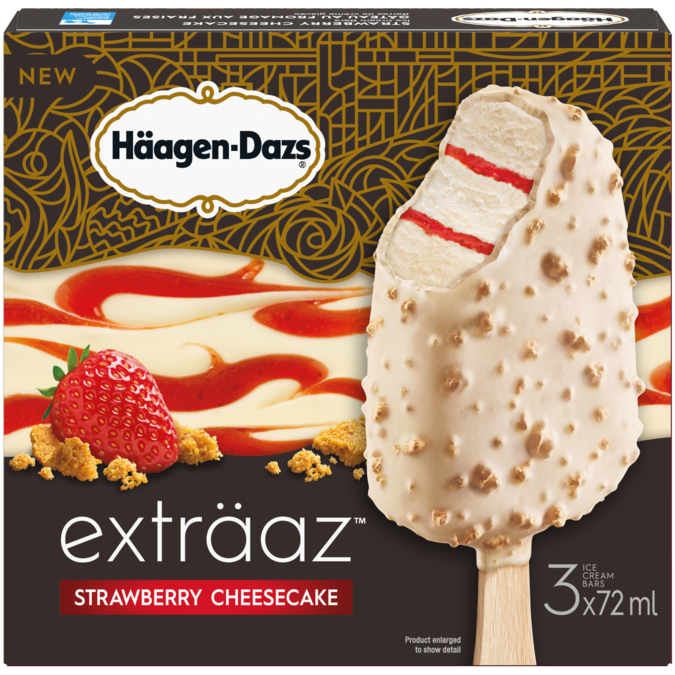 Haagen-Dazs Extraaz Strawberry Cheesecake Ice Cream Bars, 3 ct