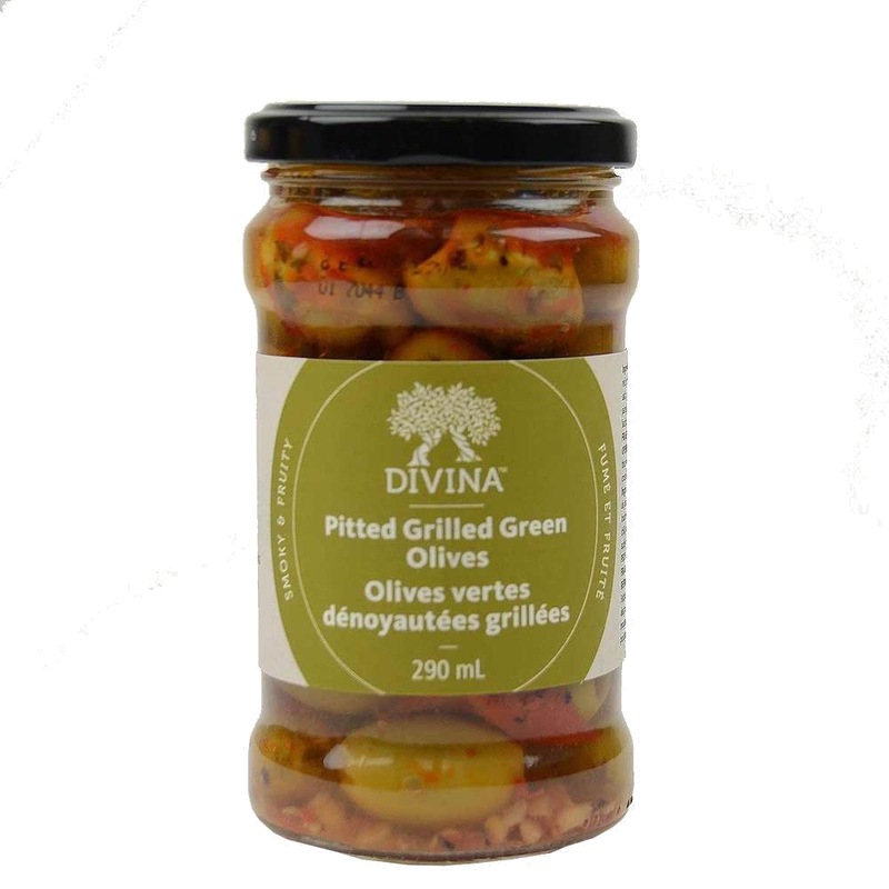 DIVINA Pitted Grilled Green Olives 290ml