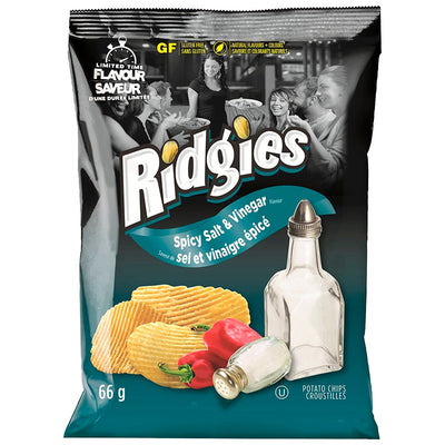 Flavour Saveur Ridgies Spicy Salt & Vinegar Potato Chips, 66 g