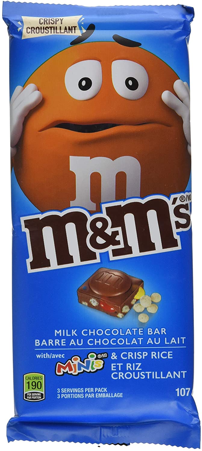 M&M's Crisp Rice & Mini Candies Milk Chocolate Bar, 107 g