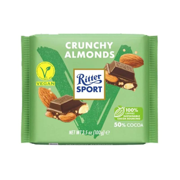 Ritter Sport Vegan 50% Cocoa Crunchy Almonds Candy, 99 g