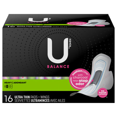U Balance By Kotex Heavy Ultra Thin Pads With Wings, 16 ct