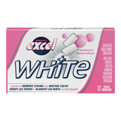 EXCEL White Bubblemint Sugar Free Gum 12 Pieces
