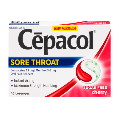 Cepacol Sugar Free Cherry Sore Throat Lozenges. 16 ct