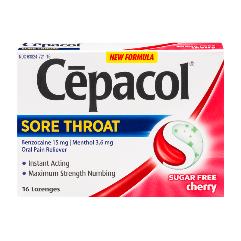 Cepacol Sugar Free Cherry Sore Throat Lozenges. 16 ct