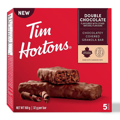 Tim Hortons Double Chocolate Chocolatey Covered Granola Bar, 5 ct, 160 g