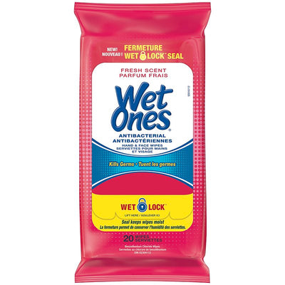 WET ONES Antibacterial Wipes 20's