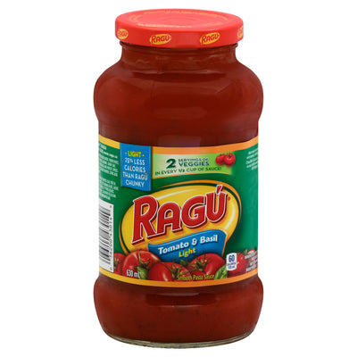 Ragu Smooth Light Tomato & Basil Pasta Sauce, 630 mL