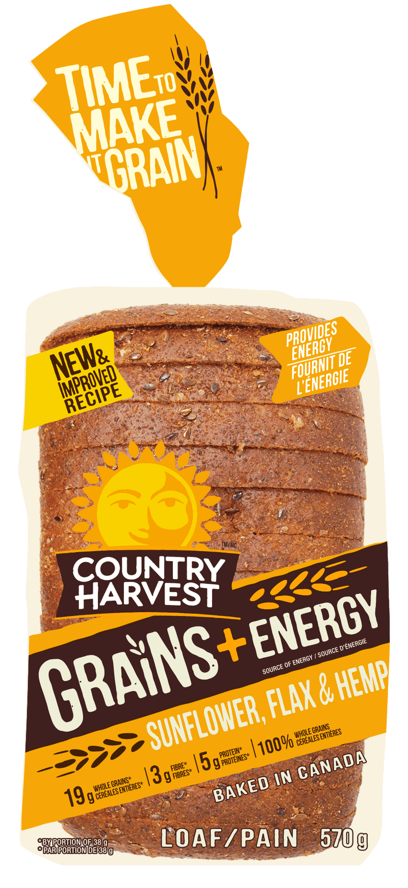 COUNTRY HARVEST Grains + Energy Sunflower, Flax & Hemp 570g