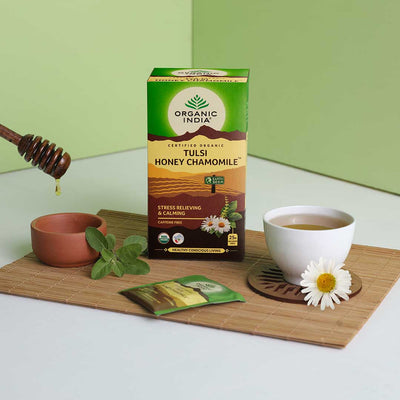 Organic India Caffeine Free Tulsi Honey Chamomile Tea Bags, 25 ct
