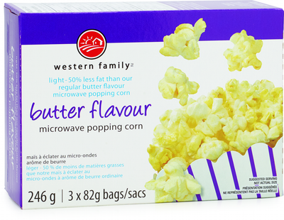 WESTERN FAMILY Butter Flavour Microwave Popping Corn 246g