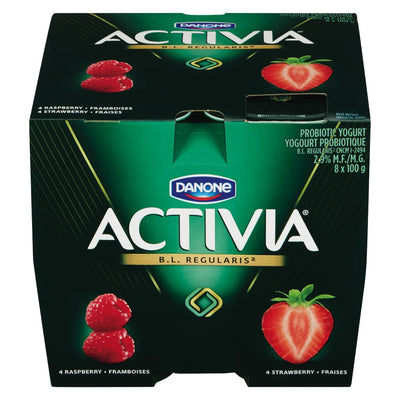 ACTIVIA Strawberry / Raspberry  Yogurt, 100 g x 8 ct