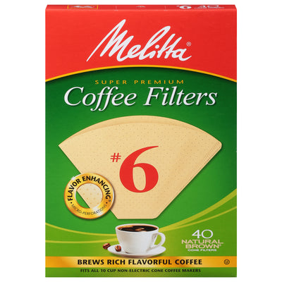 MELITTA Super Premium Natural Brown Coffee Filters #6 40's