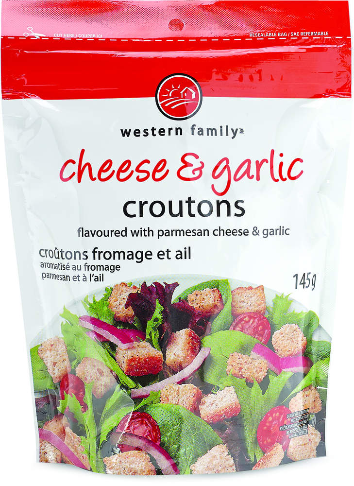 WESTERN FAMILY Cheese & Garlic Croutons 145g
