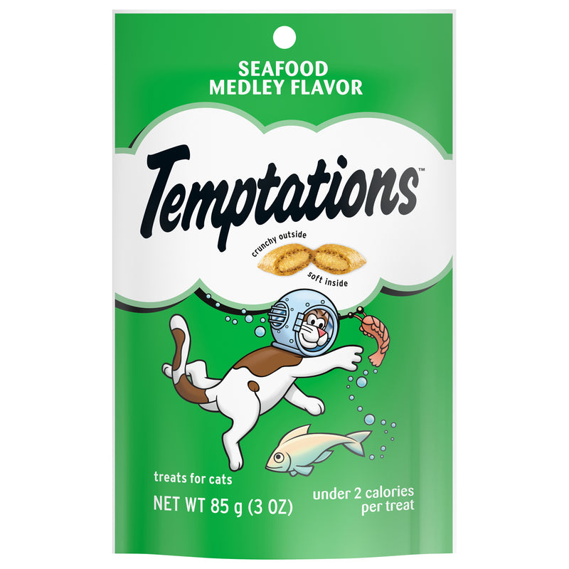 TEMPTATIONS Seafood Medley Flavor Treats for Cats 85g