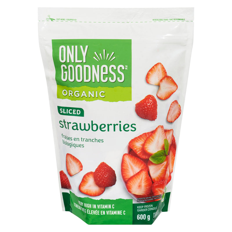 Only Goodness Organic Sliced Strawberries, 600 g