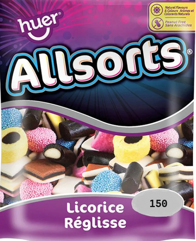 HUER LICORICE ALLSORTS 150 G